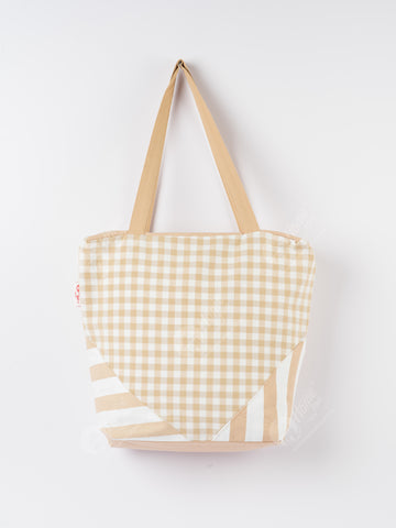 Shopping Bag - Gingham Check Beige