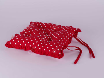 Frill Cushion - Polka Dot Red
