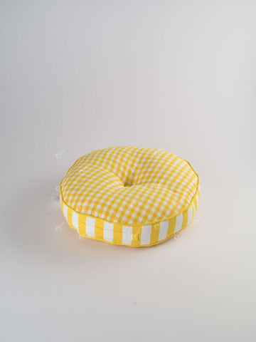 Floor Cushion R- Gingham Check Yellow