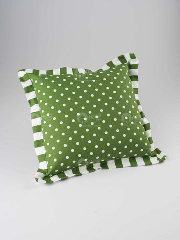 Flange Cushion - Polka Dot Dark Olive