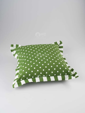 Flange Cushion - Polka Dot Dark Olive