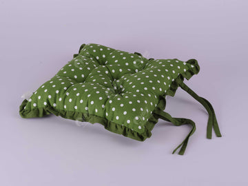 Frill Cushion - Polka Dot Dark Olive