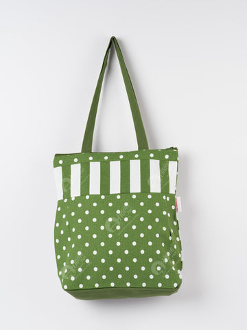 Shopping Bag - Polka Dot Dark Olive