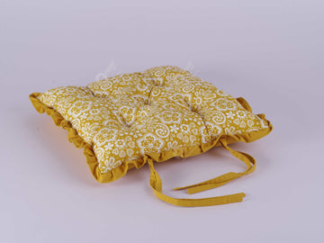 Frill Cushion - Lace Mustard