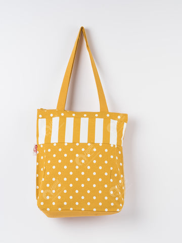 Shopping Bag - Polka Dot Mustard