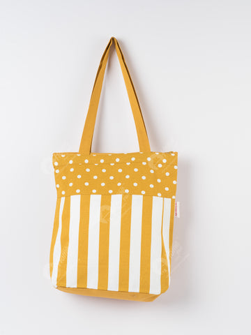 Shopping Bag - Polka Dot Mustard