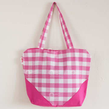 Shopping Bag - Block Check Pink