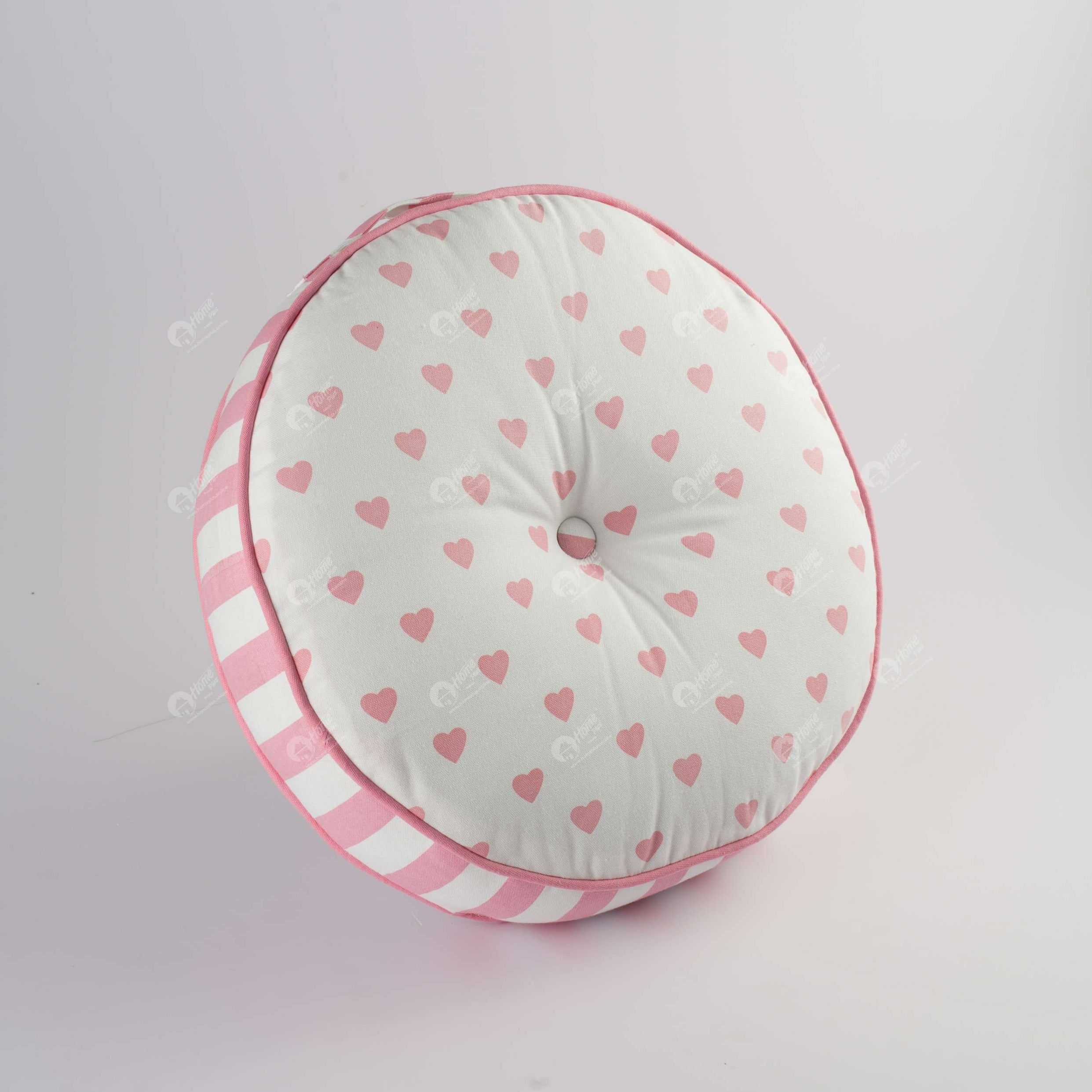 Round Cushion - Large Hearts Pink Round