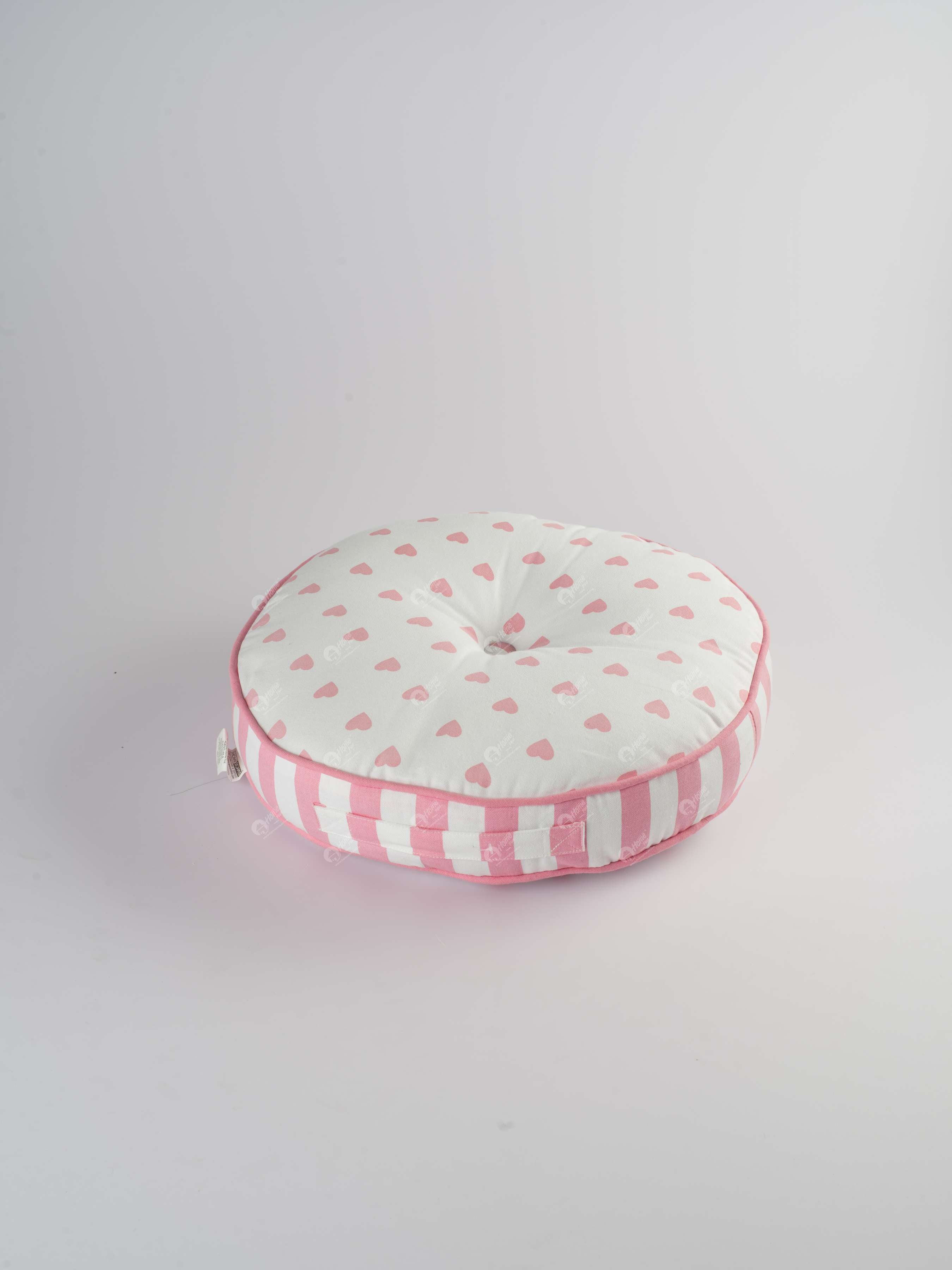 Round Cushion - Large Hearts Pink Round