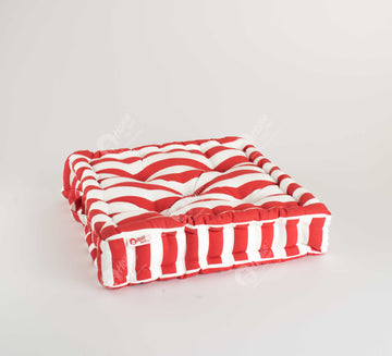 Floor Cushion - Thick Stripe Red