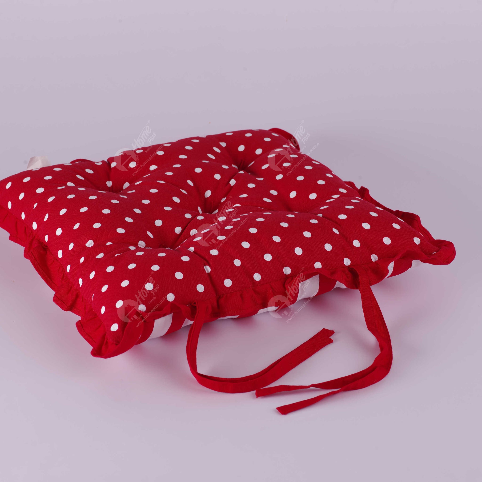 Frill Cushion - Polka Dot Red