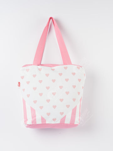 Shopping Bag - Large Hearts Pink