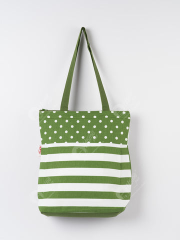 Shopping Bag - Polka Dot Dark Olive