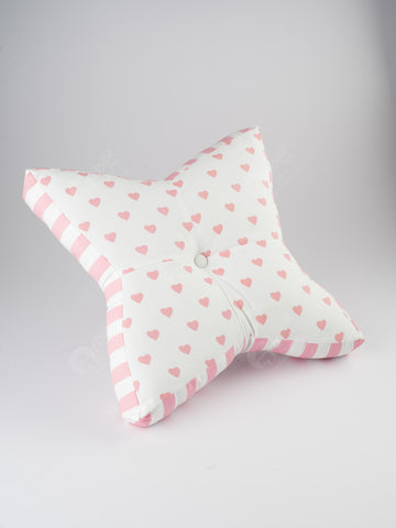Star Floor Cushion - Large Hearts Pink