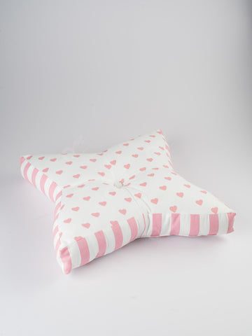 Star Floor Cushion - Large Hearts Pink