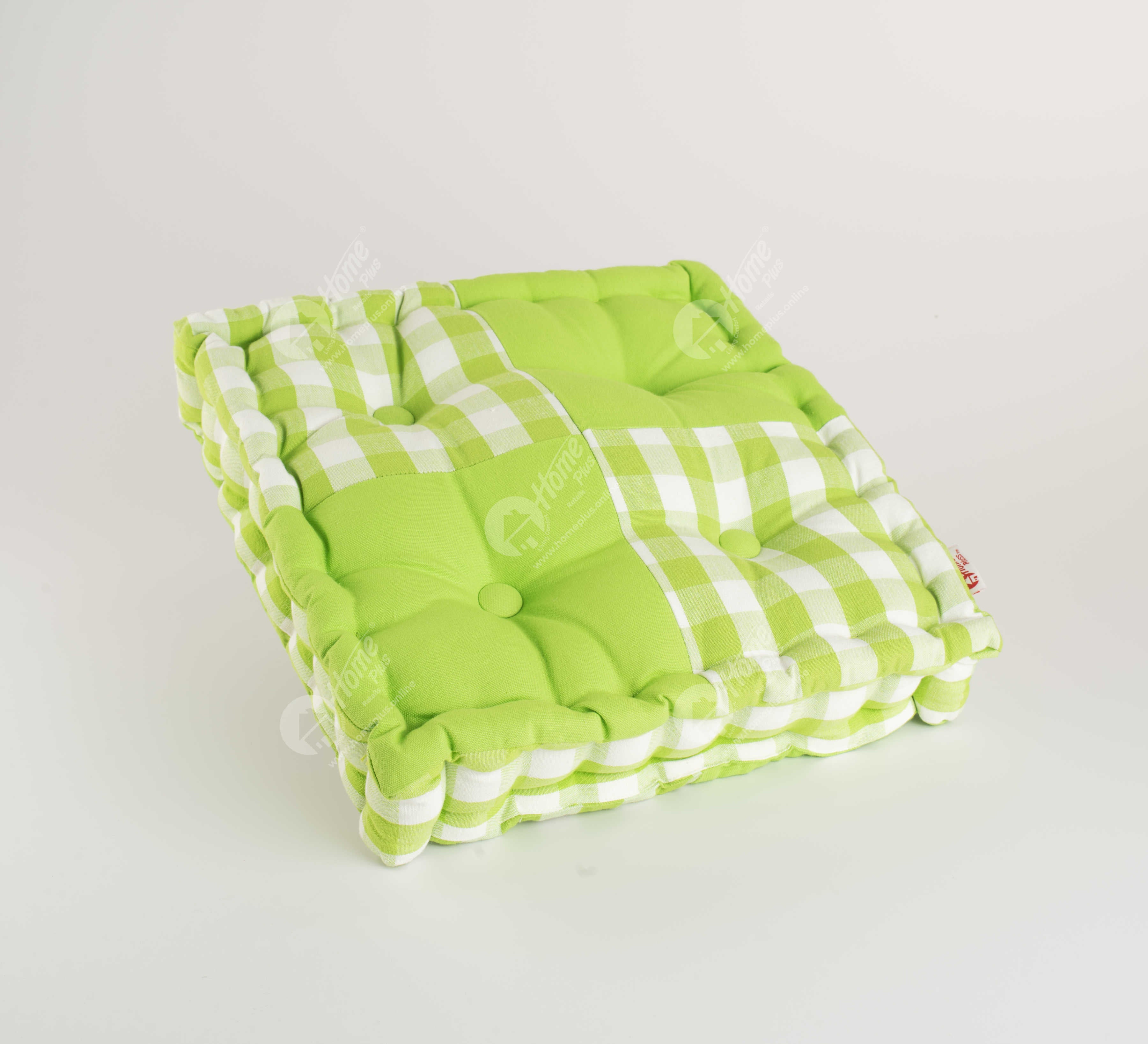Floor Cushion - Block Check Green