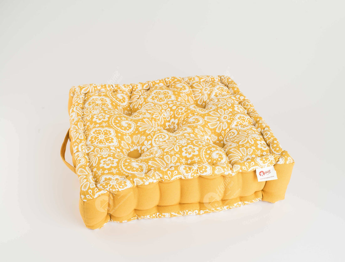 Floor Cushion - Lace Mustard