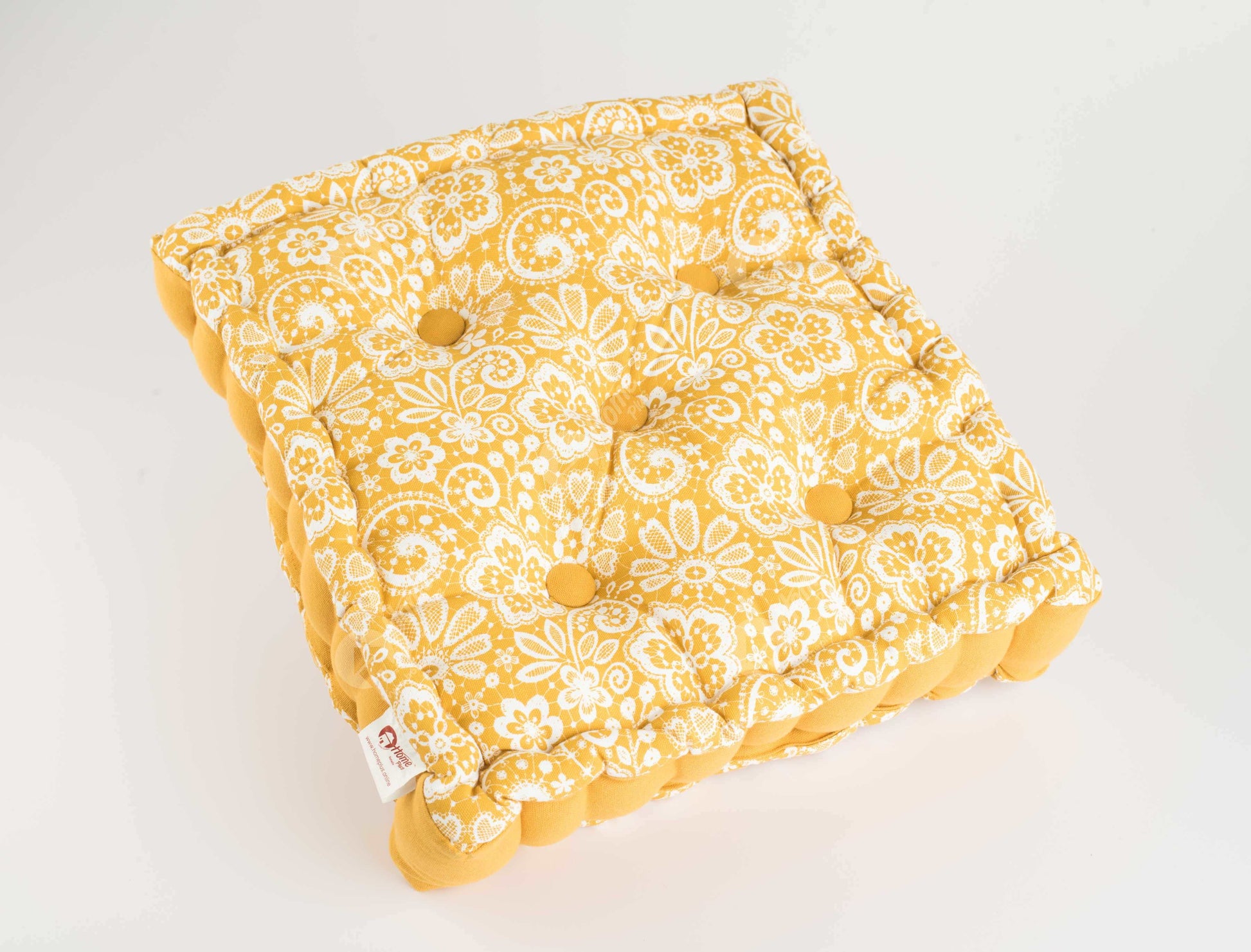 Floor Cushion - Lace Mustard