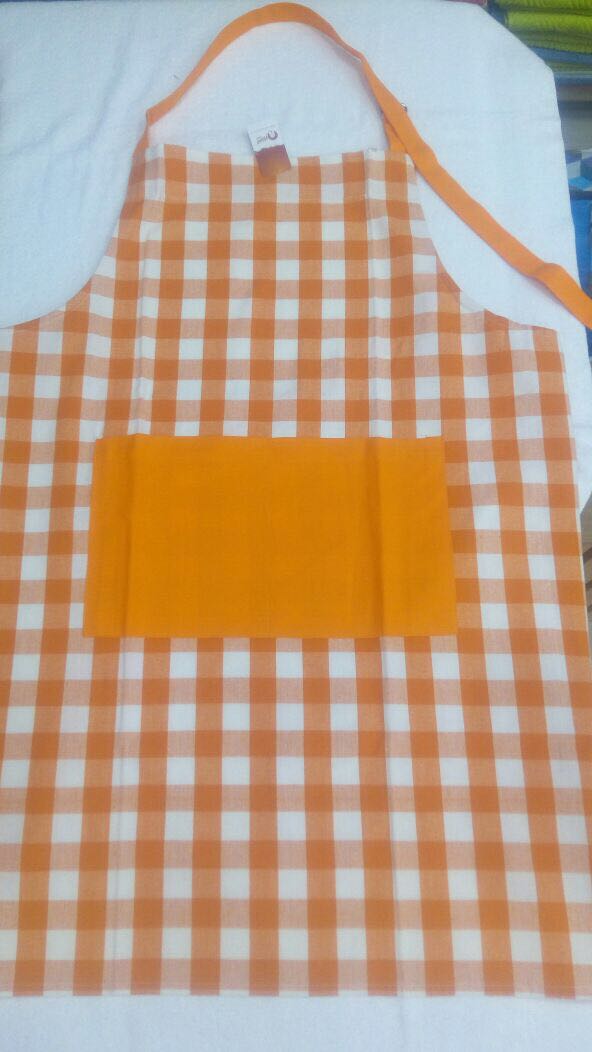 Apron Block Check Orange