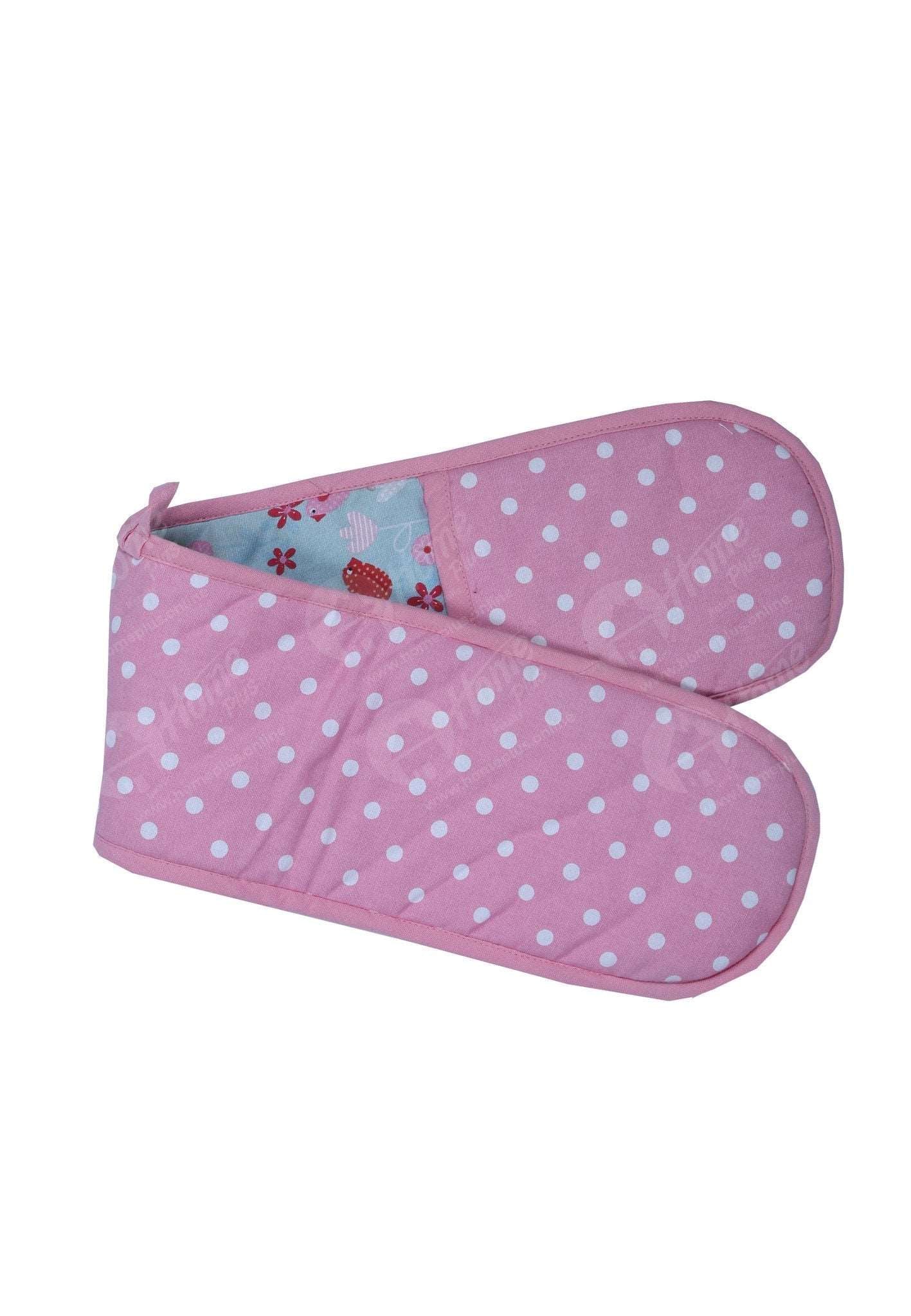 Double Oven Gloves - Polka Dot Pink