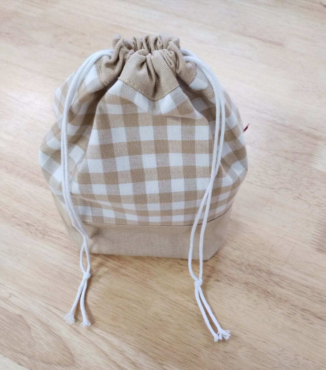 Gift Bag - Gingham Check Beige