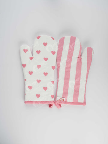 Glove - Large Hearts Pink