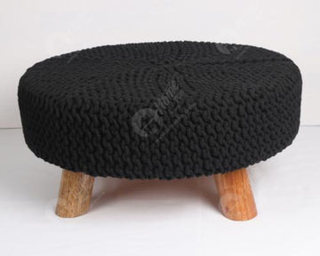 Knitted stool Black 62x62Cm