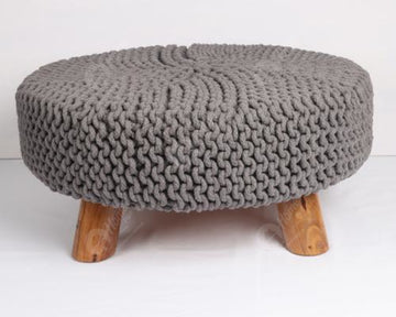 Knitted Stool Grey 62x62Cm