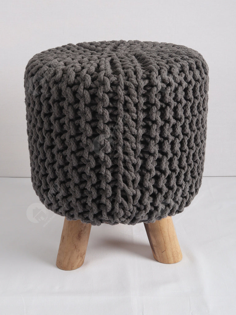Knitted Stool Grey 32x32Cm