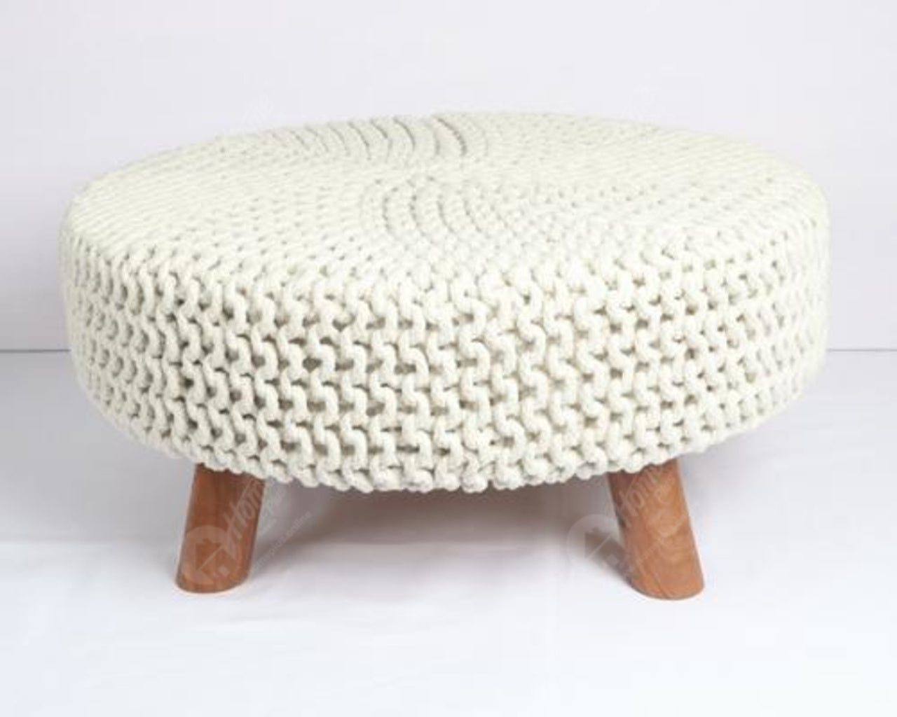 Knitted Stool Off White 62x62Cm