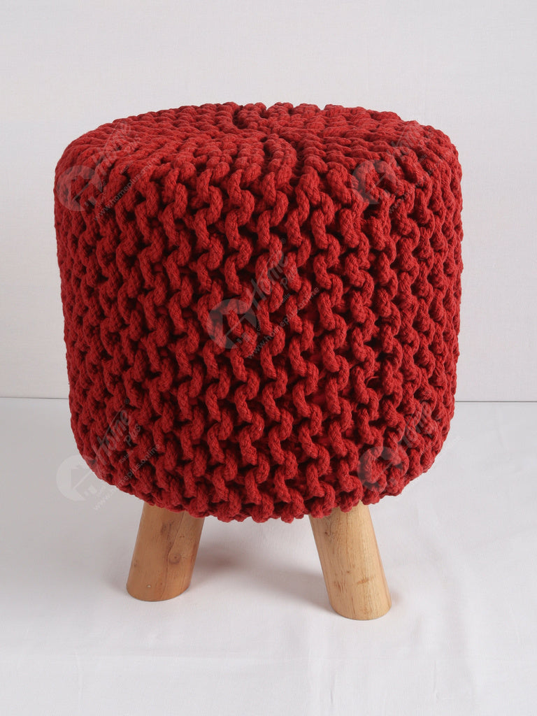 Knitted Stool Red 32x32Cm