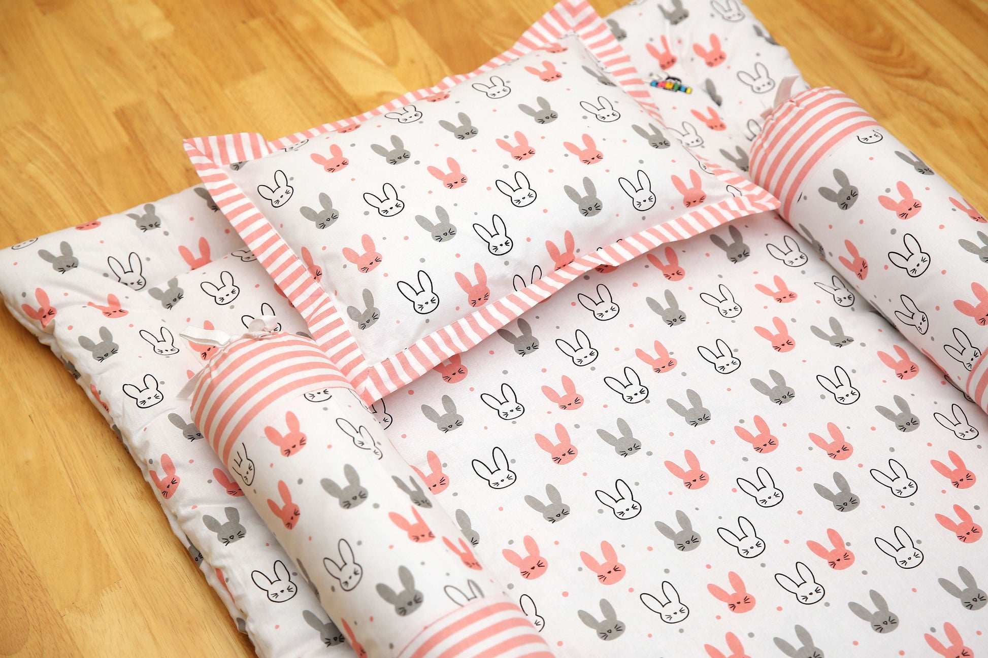 Baby Bedding Set Pinky Grey Rabbit
