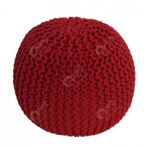 Knitted Pouffe Maroon