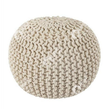 Knitted Pouffe Off White