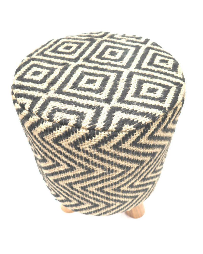 Wooden Stool - Jute 32x32Cm