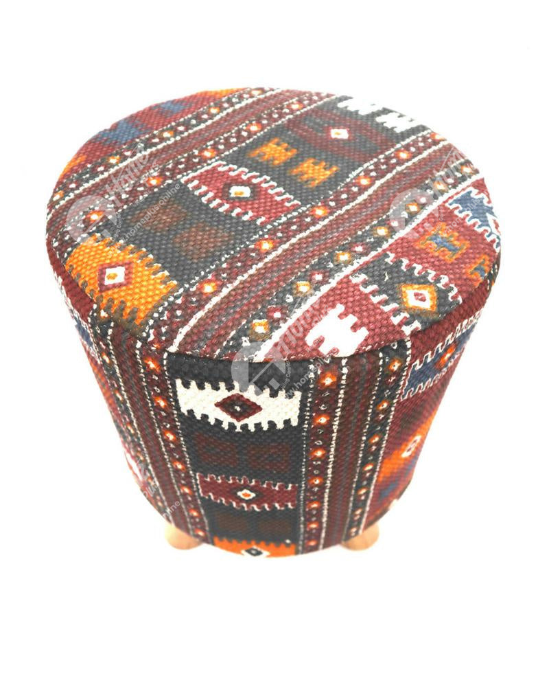 Wooden Stool - Kilim Print 32 x32 Cm