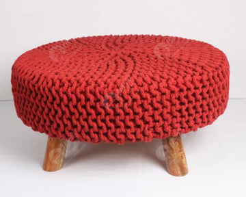 Knitted Stool Red 62x62Cm